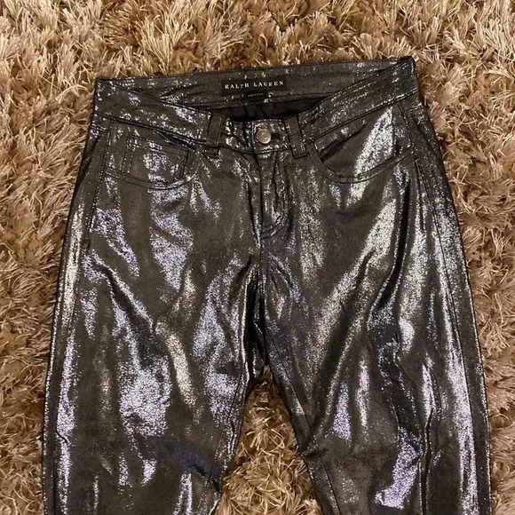 Ralph Lauren black label metallic black pants size 2 - Picture 3 of 11